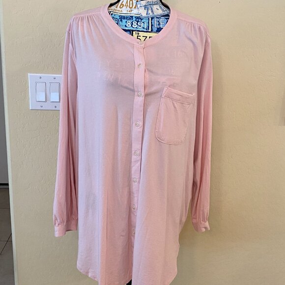 Lands' End Soft Long Sleeve Pink Woman's Top, 56% Cotton, 38% Modal, 6% Spandex - Picture 1 of 10
